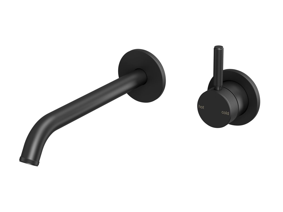 Reece Milli Etch Wall Basin/Bath Mixer Tap Set Round Backplate Matte Black (6 Star) Lead Free