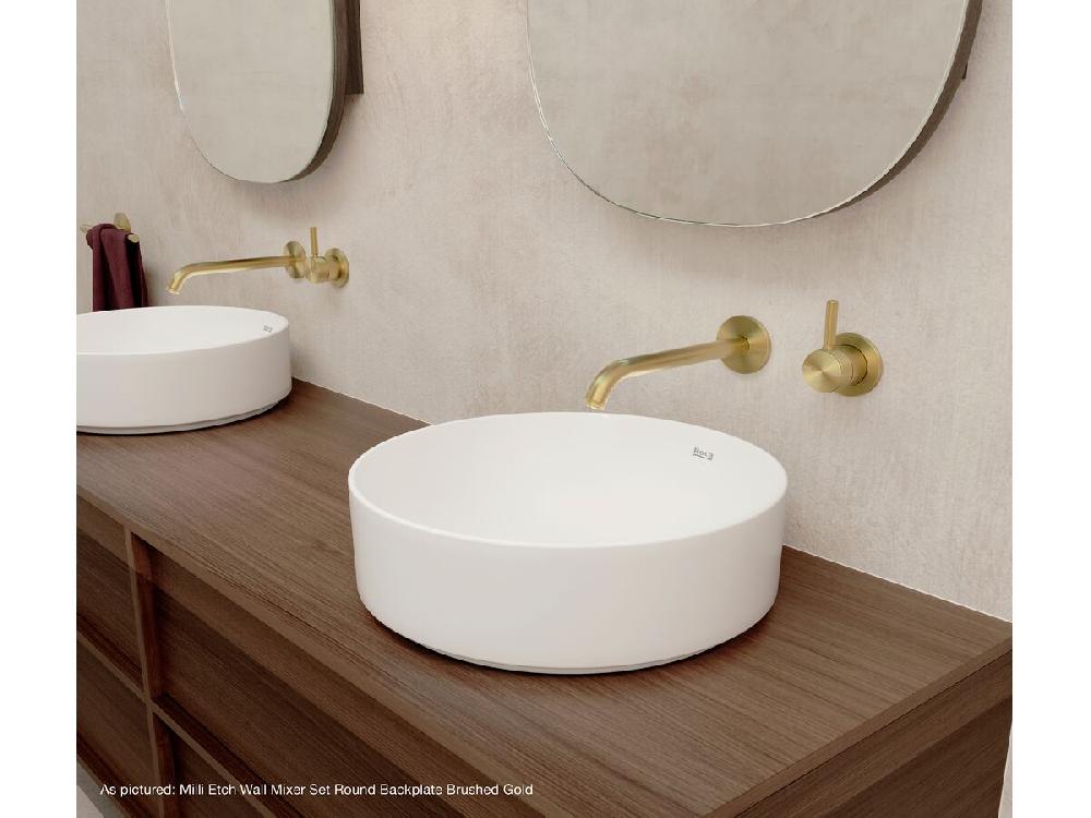 Reece Milli Etch Wall Basin/Bath Mixer Tap Set Round Backplate Chrome (6 Star) Lead Free