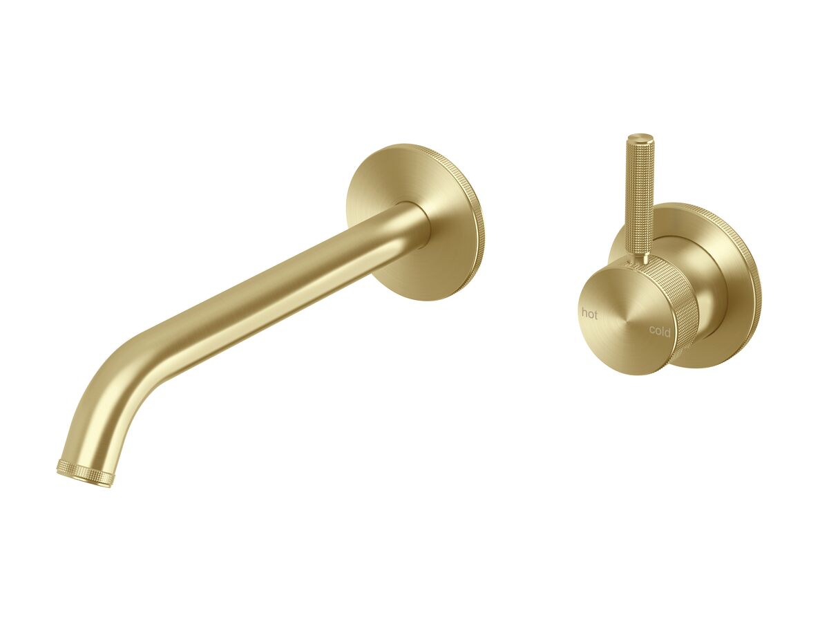 Reece Milli Etch Wall Basin/Bath Mixer Tap Set Round Backplate Brushed Gold (6 Star) Lead Free