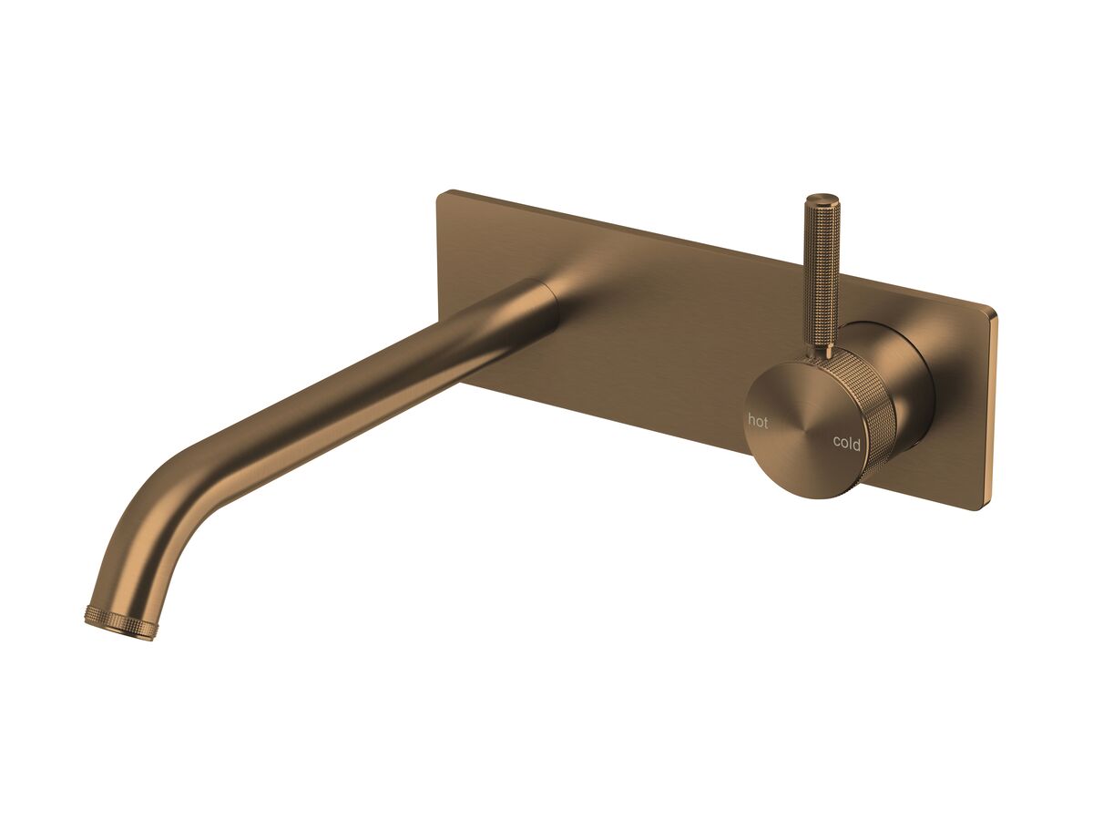 Reece Milli Etch Wall Basin/Bath Mixer Tap Set Square Backplate Brushed Bronze (6 Star) Lead Free