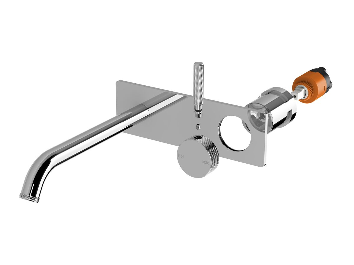Reece Milli Etch Wall Basin/Bath Mixer Tap Set Square Backplate Chrome (6 Star) Lead Free