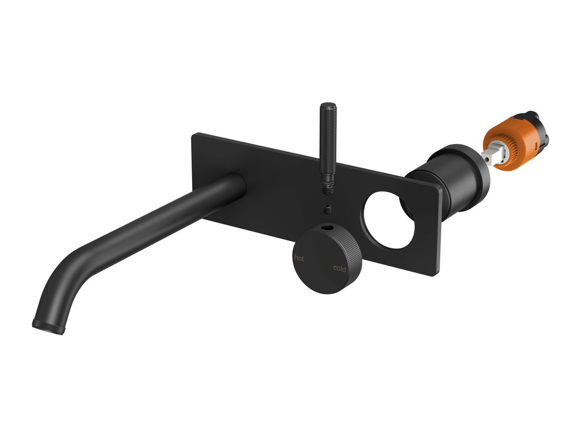 Reece Milli Etch Wall Basin/Bath Mixer Tap Set Square Backplate Matte Black (6 Star) Lead Free