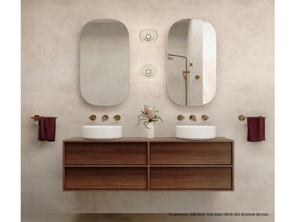 Reece Milli Etch Wall Basin / Bath Tap Set 200mm Matte Black (6 Star) Lead Free