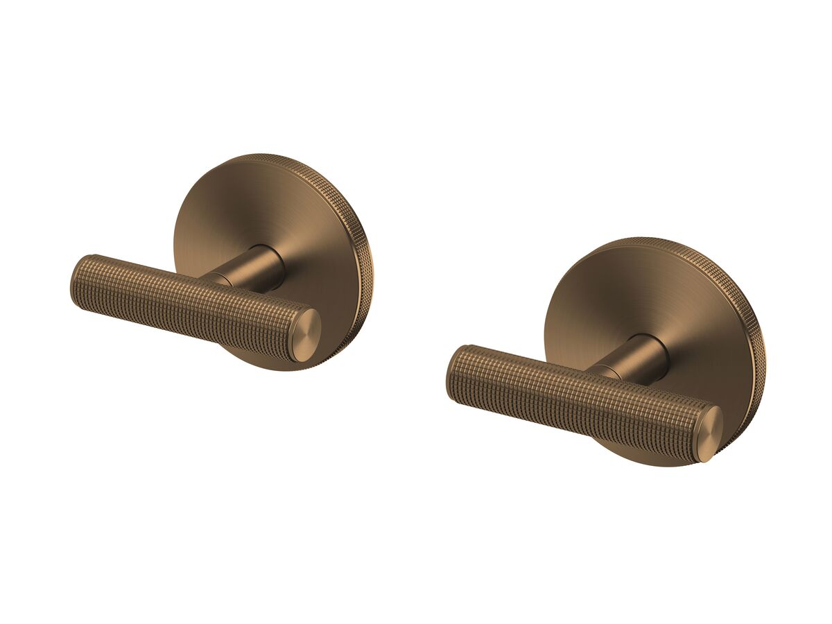 Reece Milli Etch Wall Top Assemblies With 15mm Extended Spindles Brushed Bronze Lead Free
