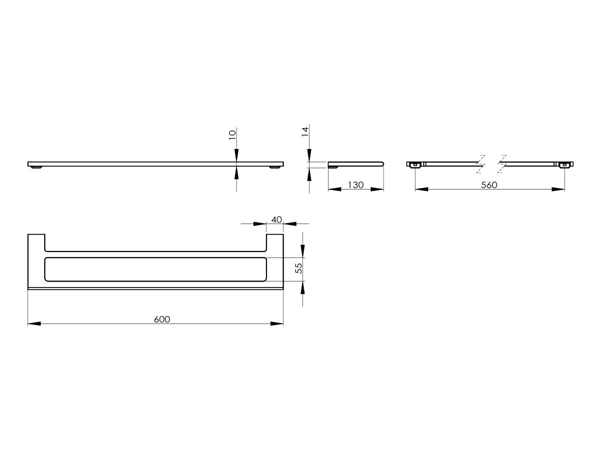 Reece Milli Meld Edit Double Towel Rail 600mm Matte Black