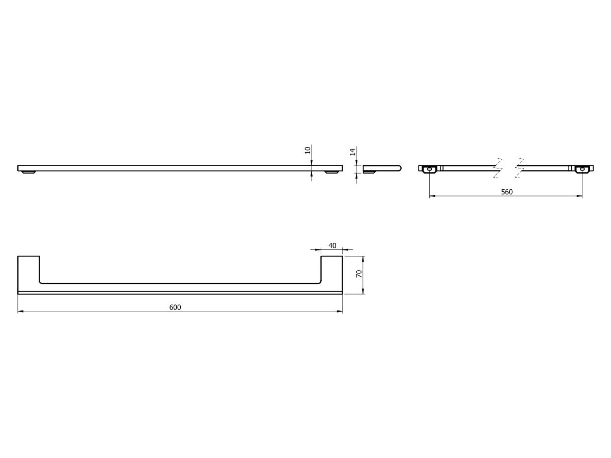 Reece Milli Meld Edit Single Towel Rail 600mm Brushed Gunmetal