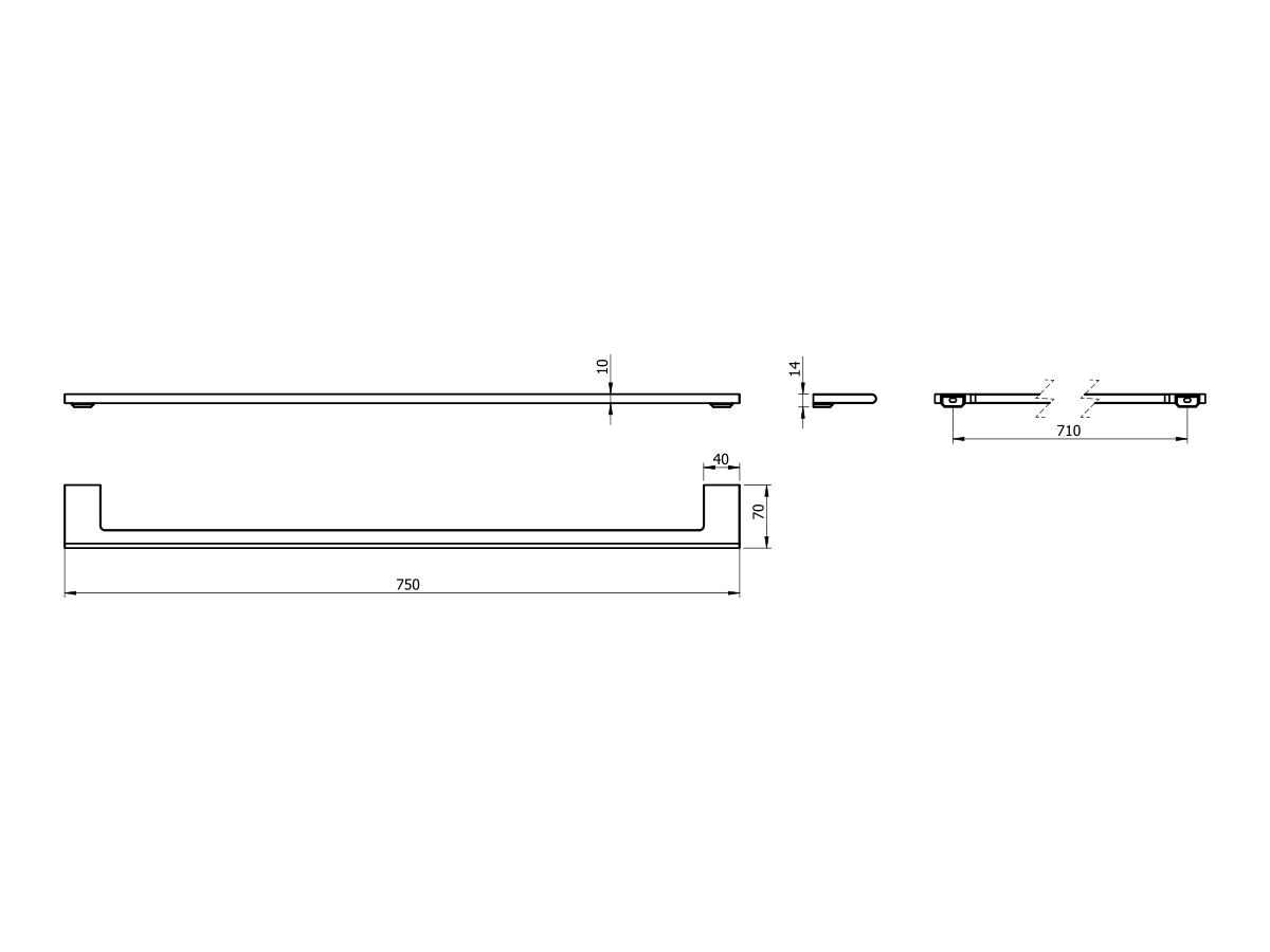 Reece Milli Meld Edit Single Towel Rail 750mm Brushed Nickel