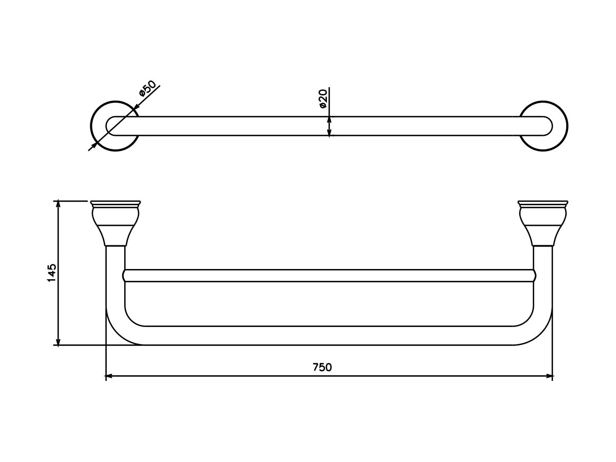 Reece Milli Monument Edit Double Towel Rail 750mm Brushed Gunmetal