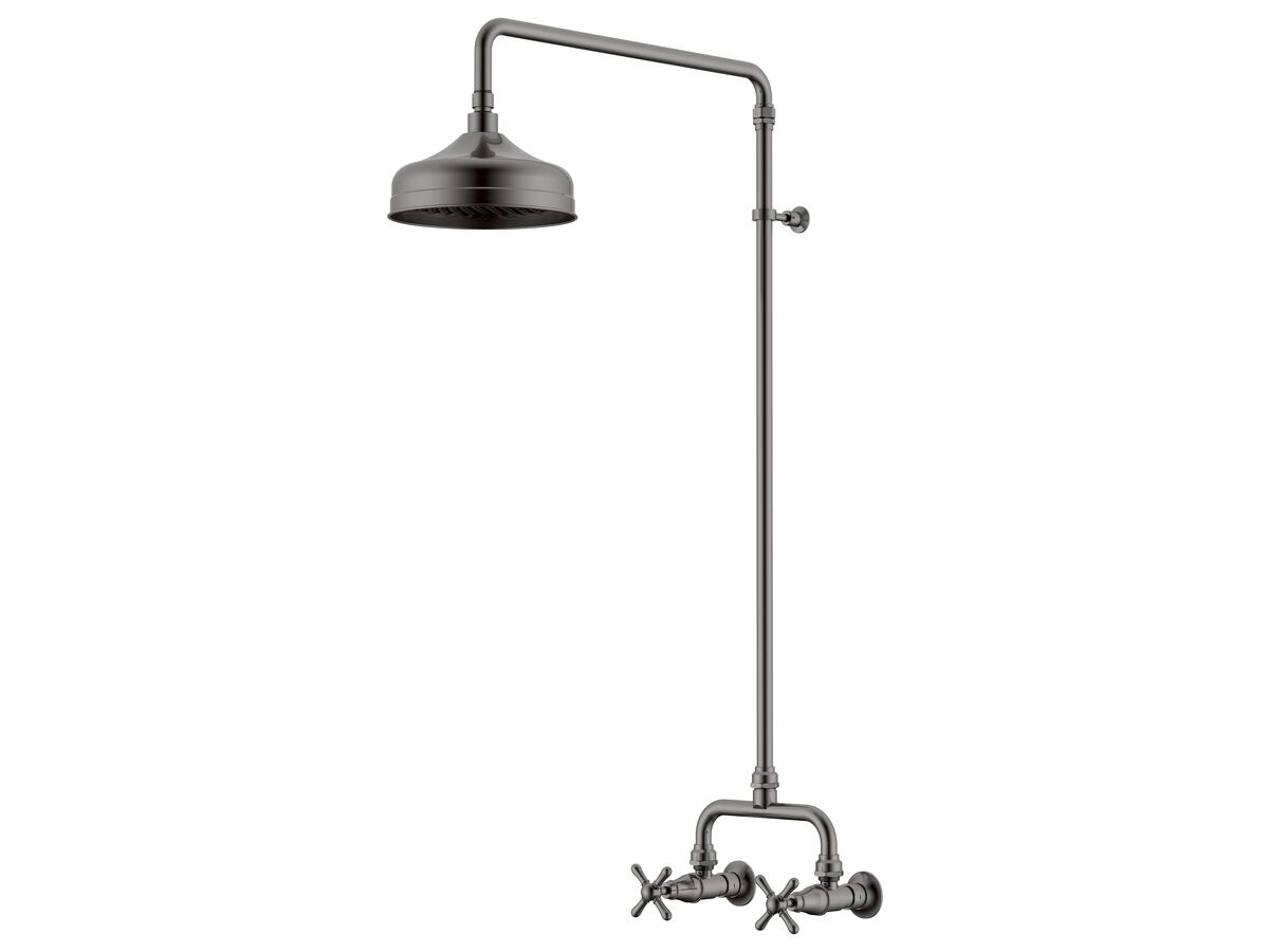 reece Milli Monument Edit Exposed Shower Set Cross Handles Brushed Gunmetal (3 Star)