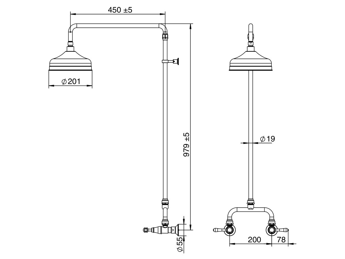 Reece Milli Monument Edit Exposed Shower Set Lever Handles Matte Black (3 Star)