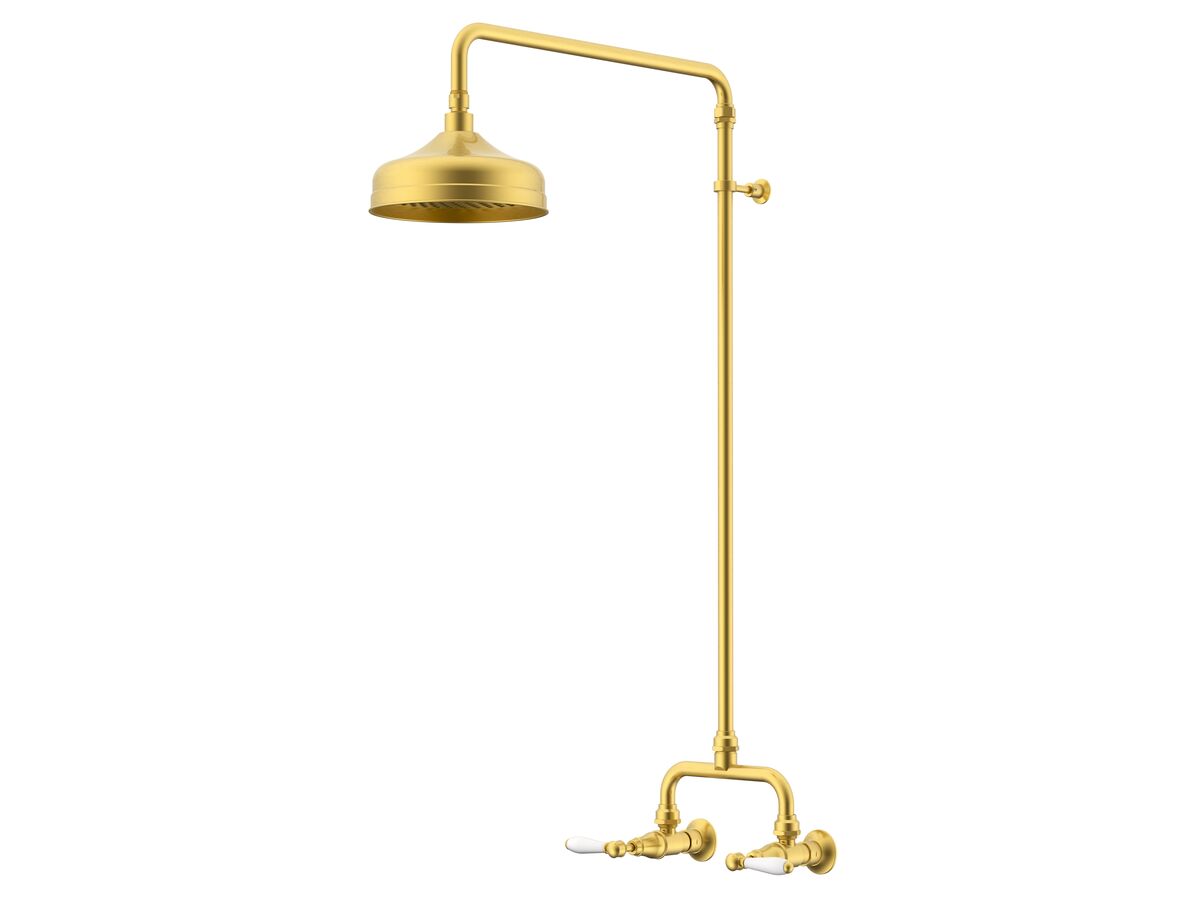 reece Milli Monument Edit Exposed Shower Set Lever Porcelain Handles Brushed Gold (3 Star)