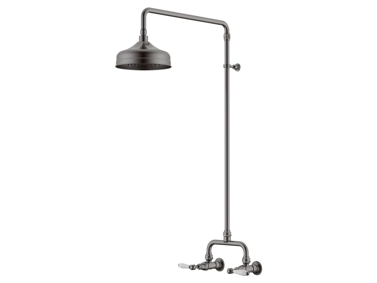reece Milli Monument Edit Exposed Shower Set Lever Porcelain Handles Brushed Gunmetal (3 Star)