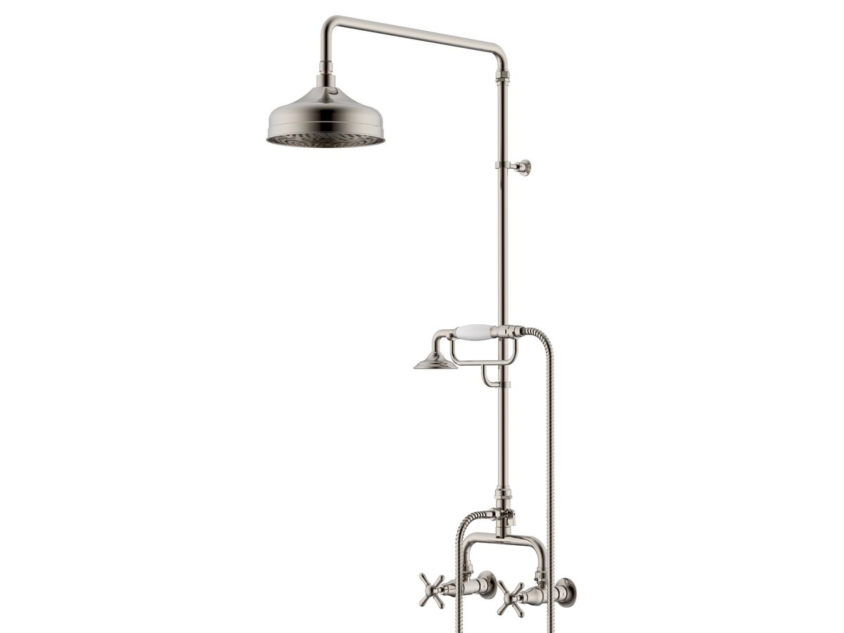 reece Milli Monument Edit Exposed Twin Telephone Shower Set Cross Handles Brushed Nickel (3 Star)