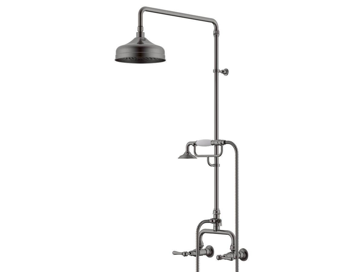 reece Milli Monument Edit Exposed Twin Telephone Shower Set Lever Handles Brushed Gunmetal (3 Star)