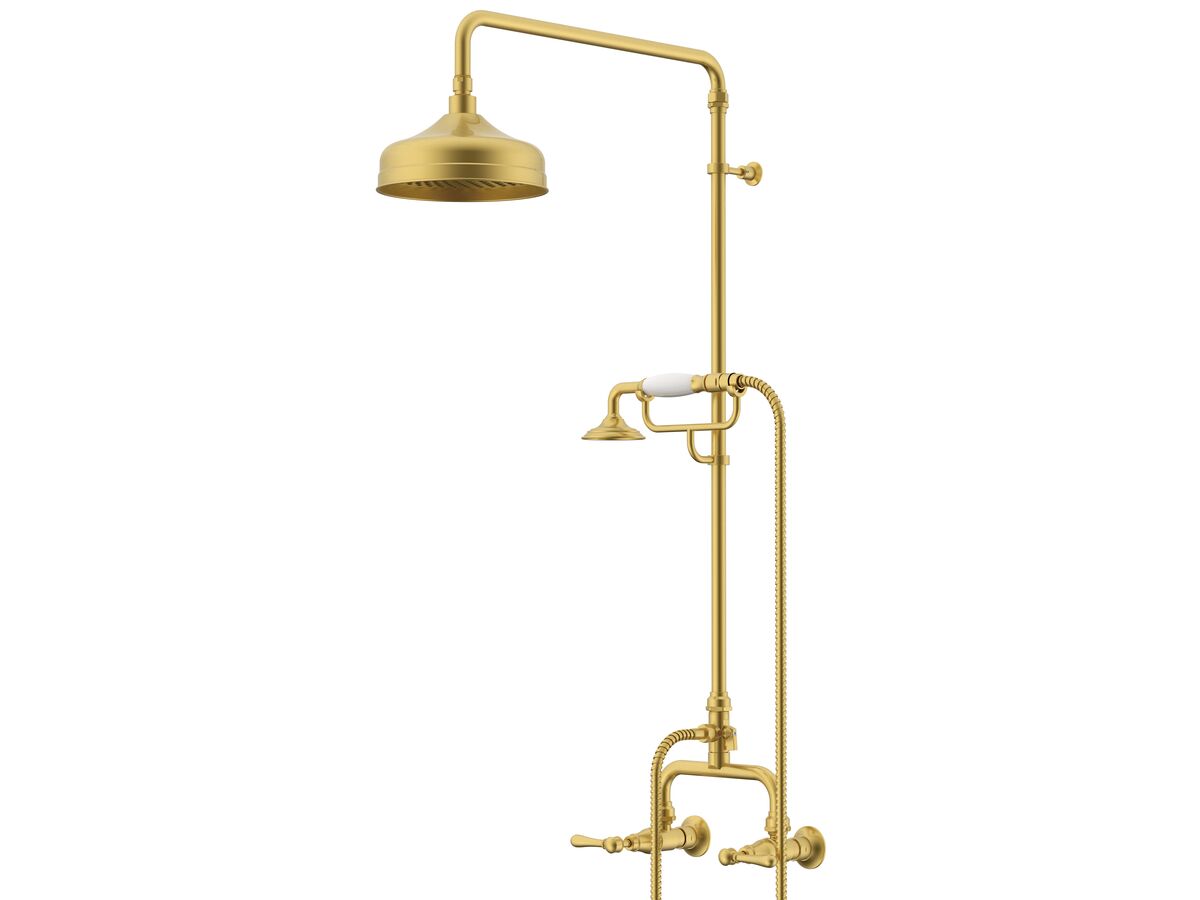 reece Milli Monument Edit Exposed Twin Telephone Shower Set Lever Brushed Gold (3 Star)