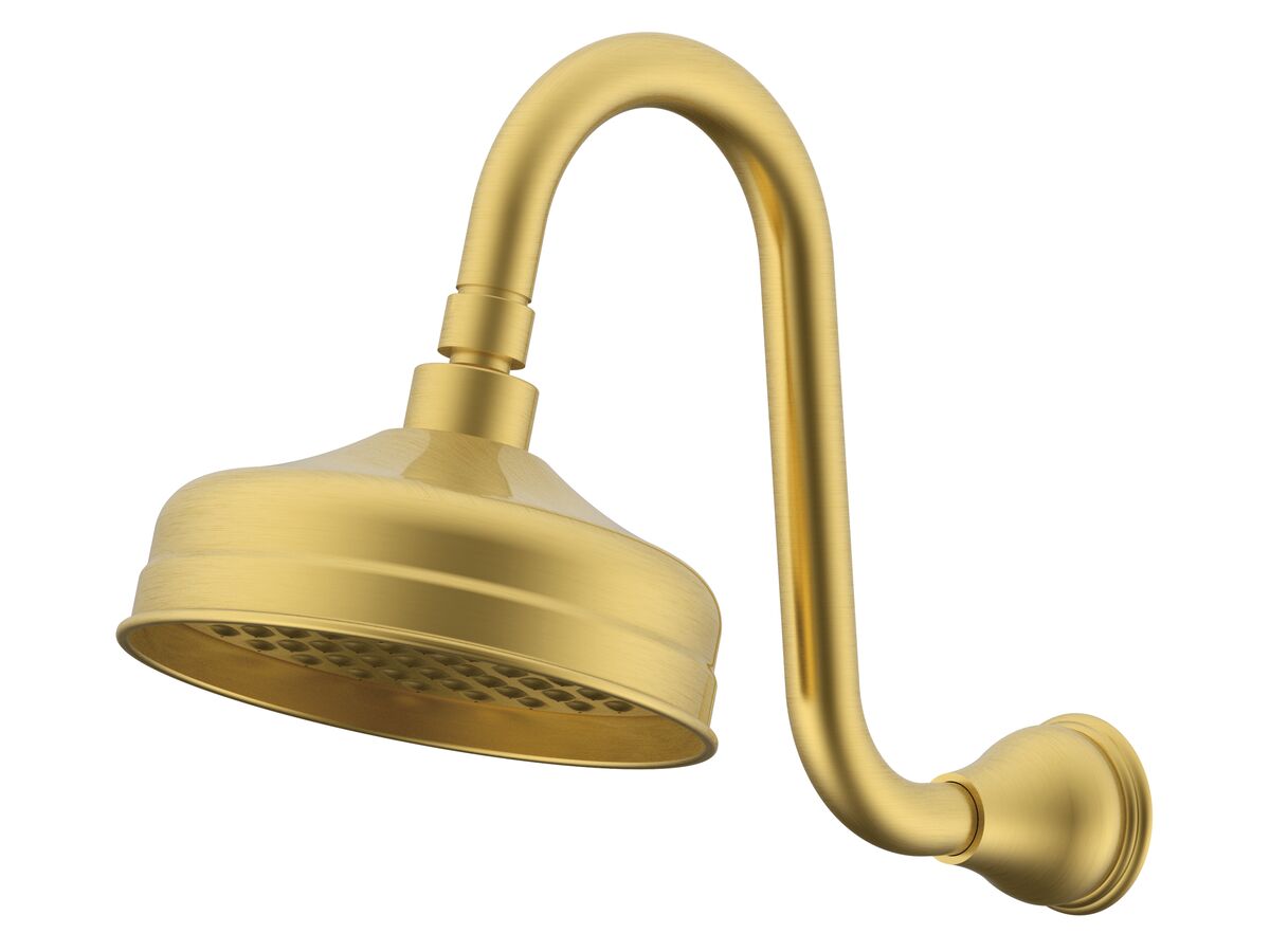 reece Milli Monument Edit Gooseneck Shower Arm & Rose Brushed Gold (3 Star)
