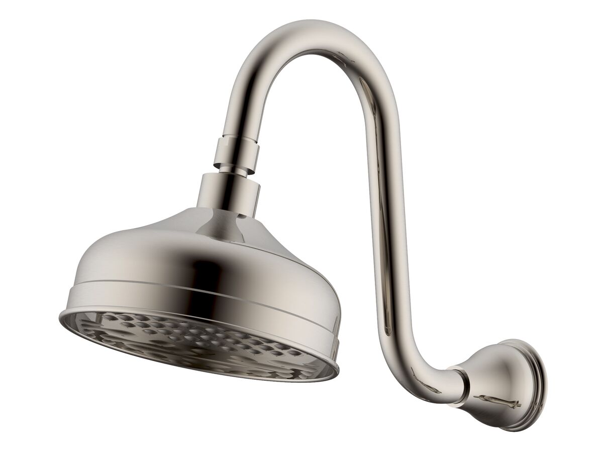 reece Milli Monument Edit Gooseneck Shower Arm & Rose Brushed Nickel (3 Star)