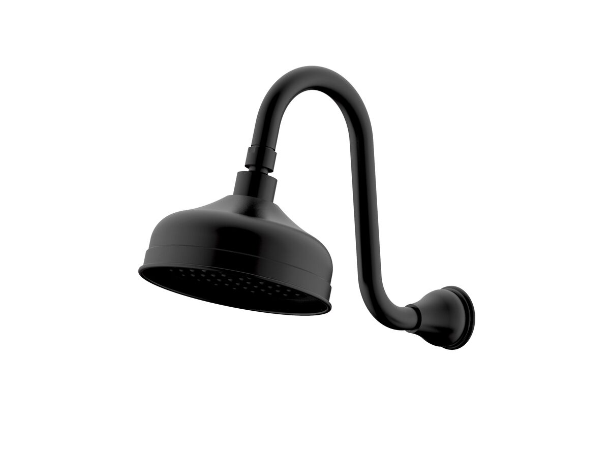 reece Milli Monument Edit Gooseneck Shower Arm & Rose Matte Black (3 Star)
