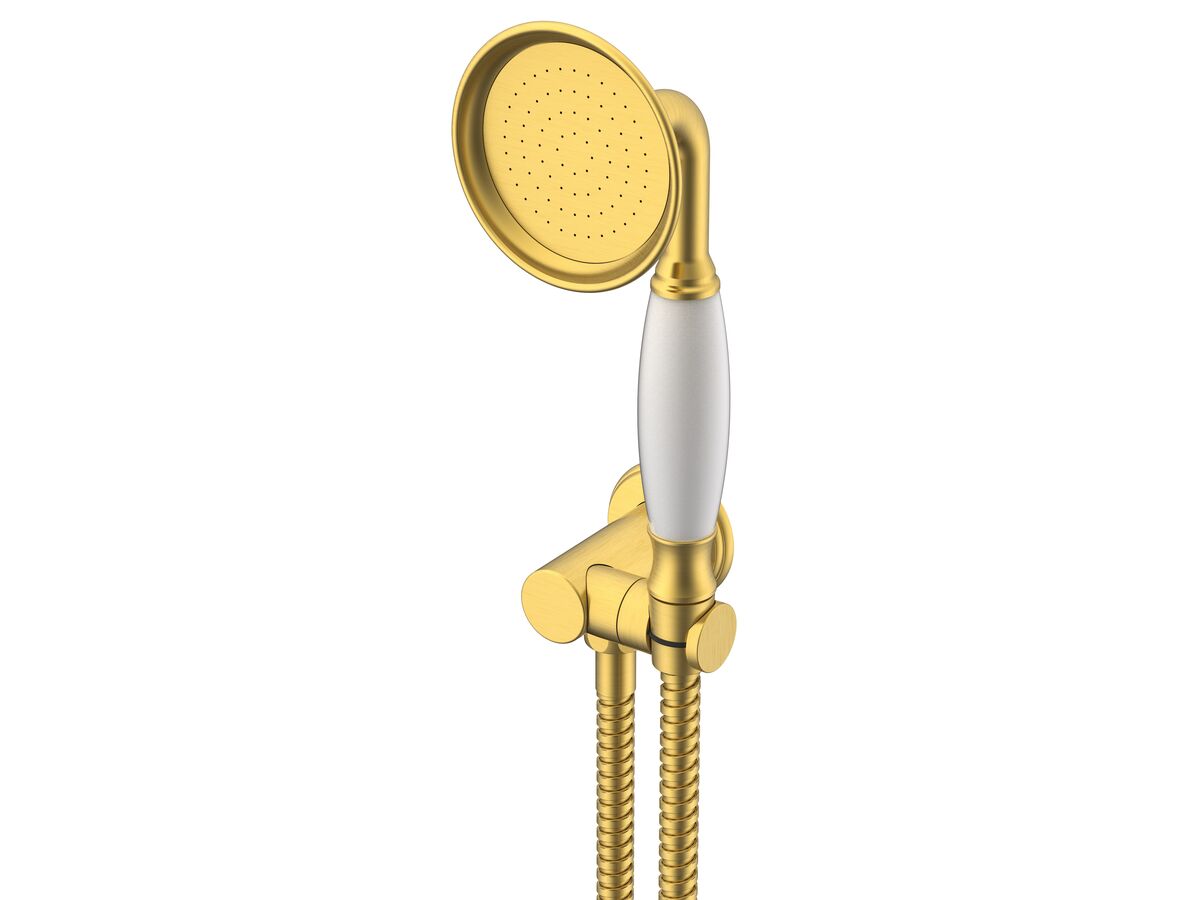 reece Milli Monument Handshower with Swivel Water Inlet Wall Bracket Brushed Gold (3 Star)
