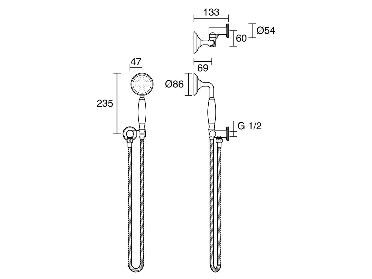 Reece Milli Monument Handshower With Swivel Water Inlet Wall Bracket Brushed Gunmetal (3 Star)