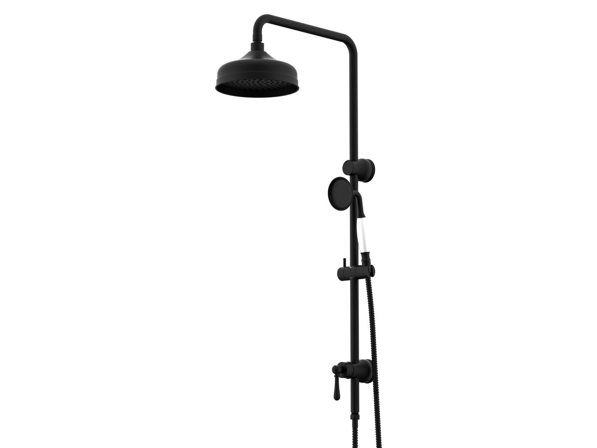 reece Milli Monument Twin Rail Shower with Bottom Rail Water Inlet Matte Black (3 Star)