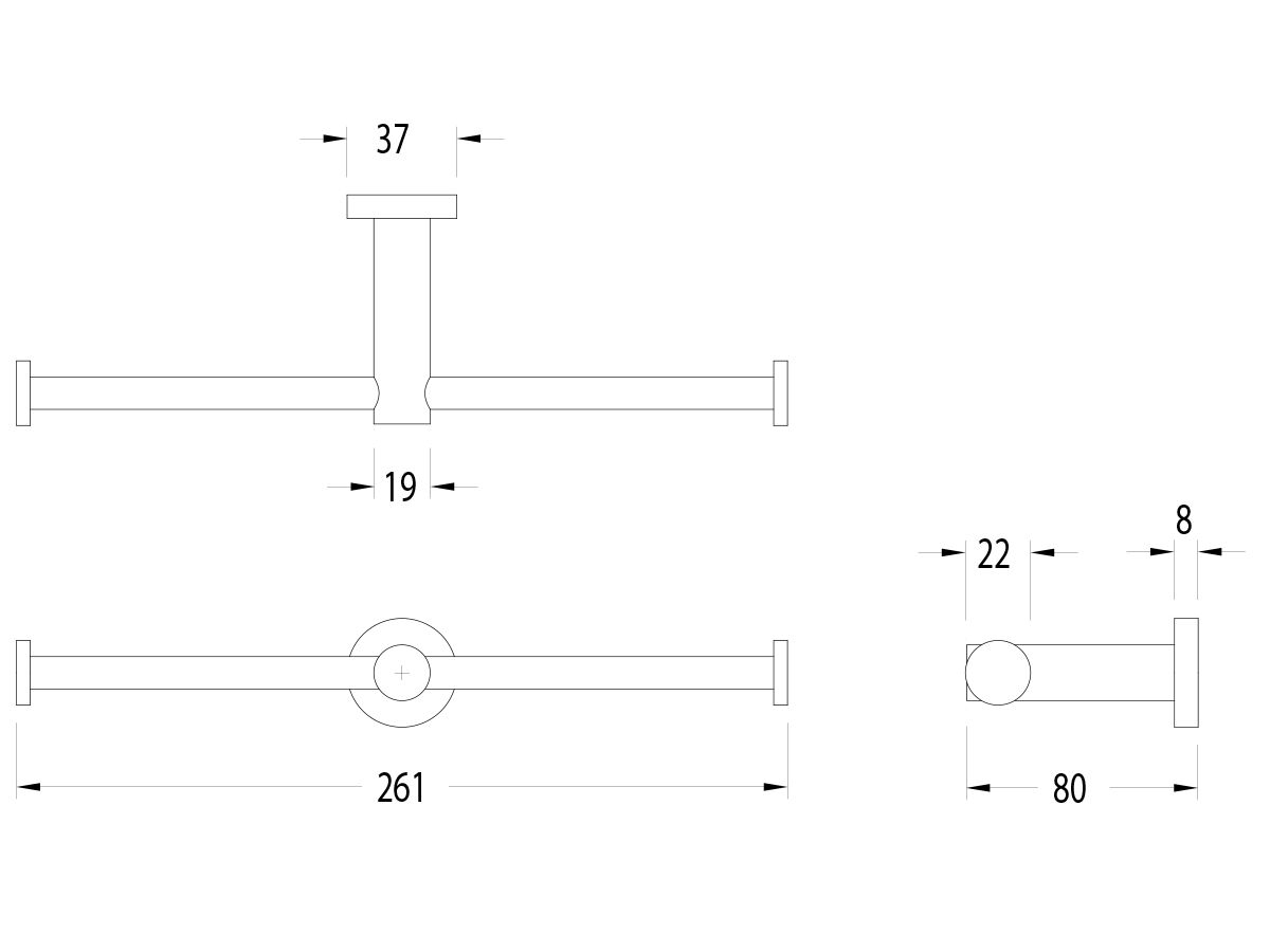 Reece Milli Mood Edit Double Toilet Roll Holder PVD Brushed Nickel