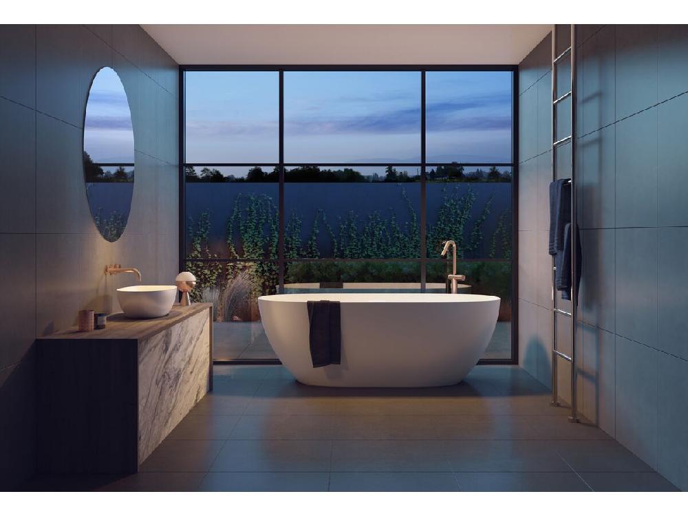 Reece Milli Mood Edit Heated Towel Rail Floor To Ceiling (Hardwired Ceiling Cable Entry) 550mm Chrome