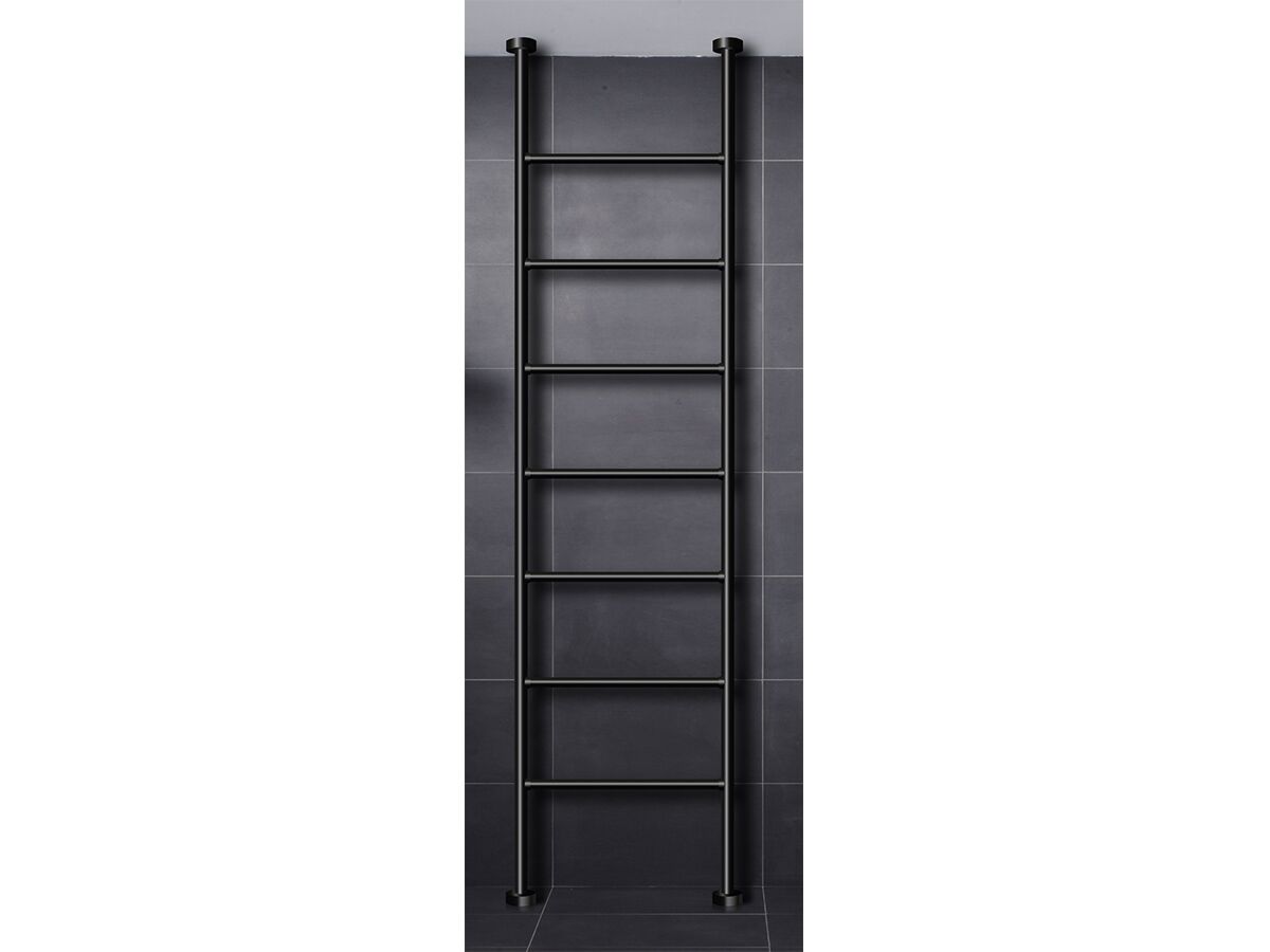 Reece Milli Mood Edit Heated Towel Rail Floor To Ceiling (Hardwired Ceiling Cable Entry) 550mm Matte Black