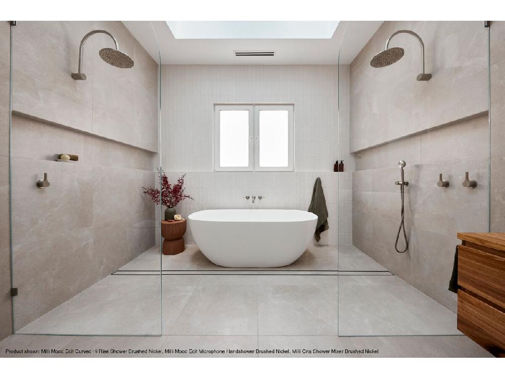 Reece Milli Mood Edit Hi-Rise Shower Curved With 250mm Shower Head PVD Matte Black (3 Star)