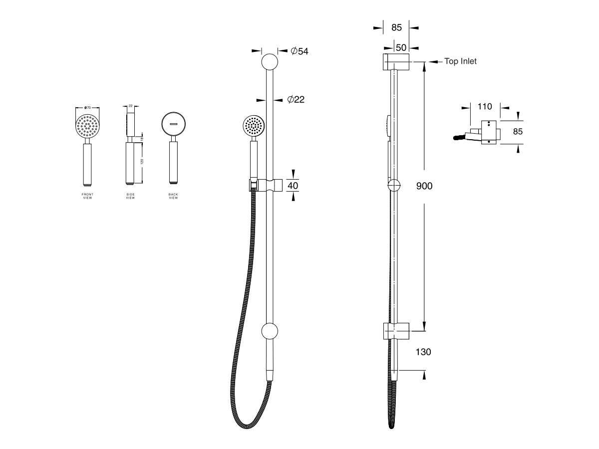 Reece Milli Mood Edit Single Rail Shower With Wall Water Inlet PVD Brushed Bronze (3 Star)