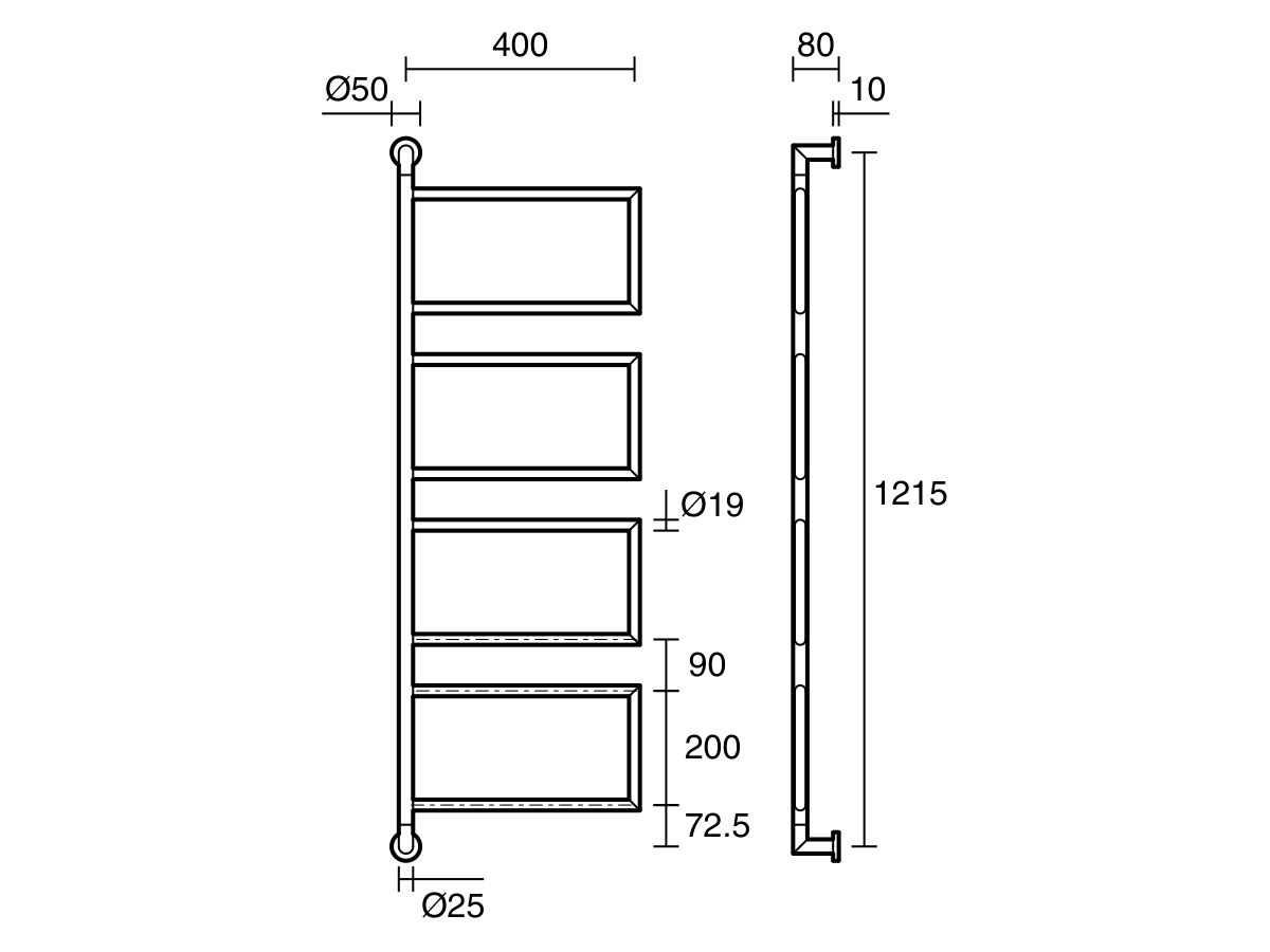 Reece Milli Mood Edit Swivel Heated Towel Rail 400 X 1235mm Matte Black