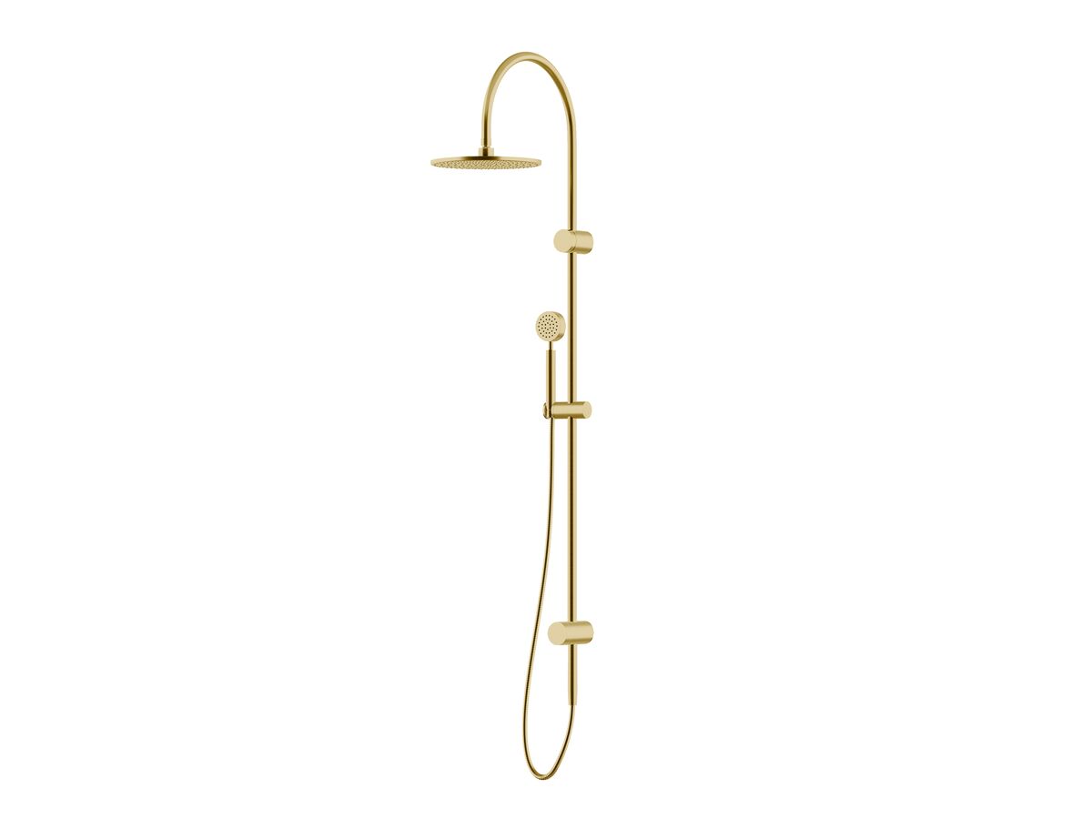 reece Milli Mood Edit Twin Rail Shower 250mm Curved with Top or Bottom Rail Water Inlet PVD Brushed Gold (3 Star)