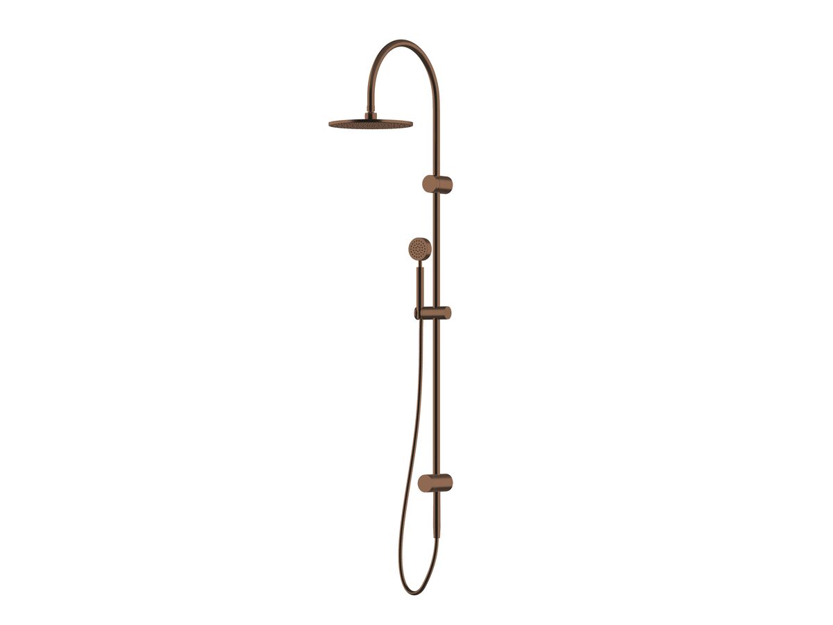 reece Milli Mood Edit Twin Rail Shower 250mm Curved with Top or Bottom Rail Water Inlet PVD Brushed Bronze (3 Star)