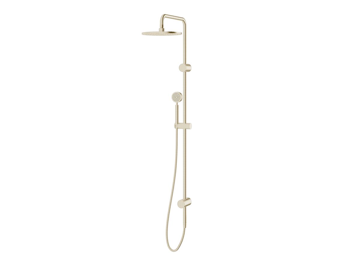 reece Milli Mood Edit Twin Rail Shower with Top Rail Water Inlet PVD Brushed Platinum Gold (3 Star)