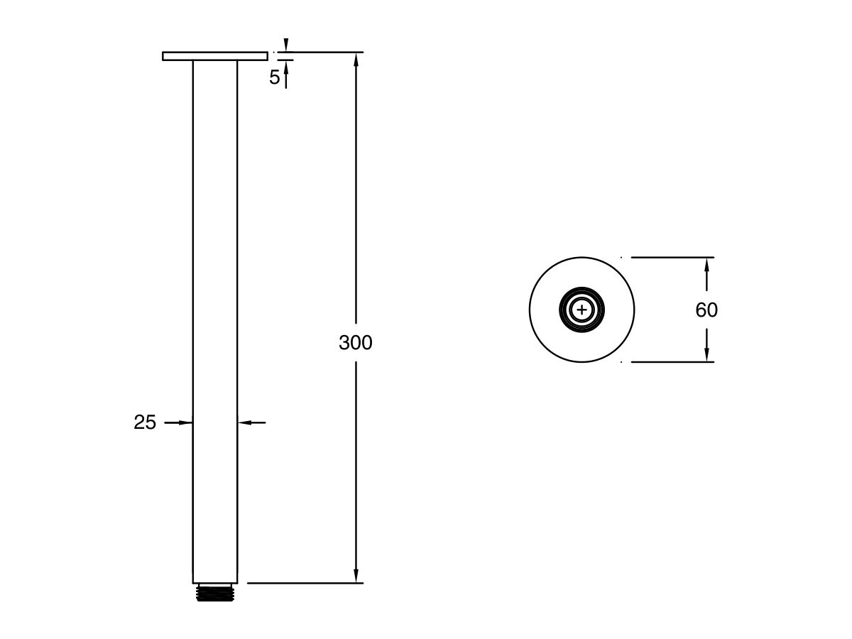Reece Milli Mood Edit Vertical Shower Arm 300mm PVD Brushed Gold