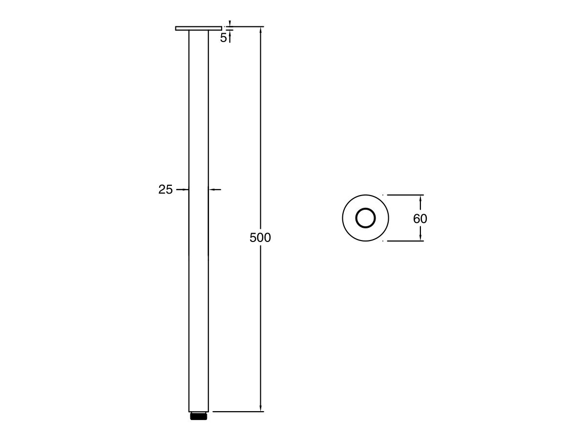 Reece Milli Mood Edit Vertical Shower Arm 500mm PVD Brushed Bronze