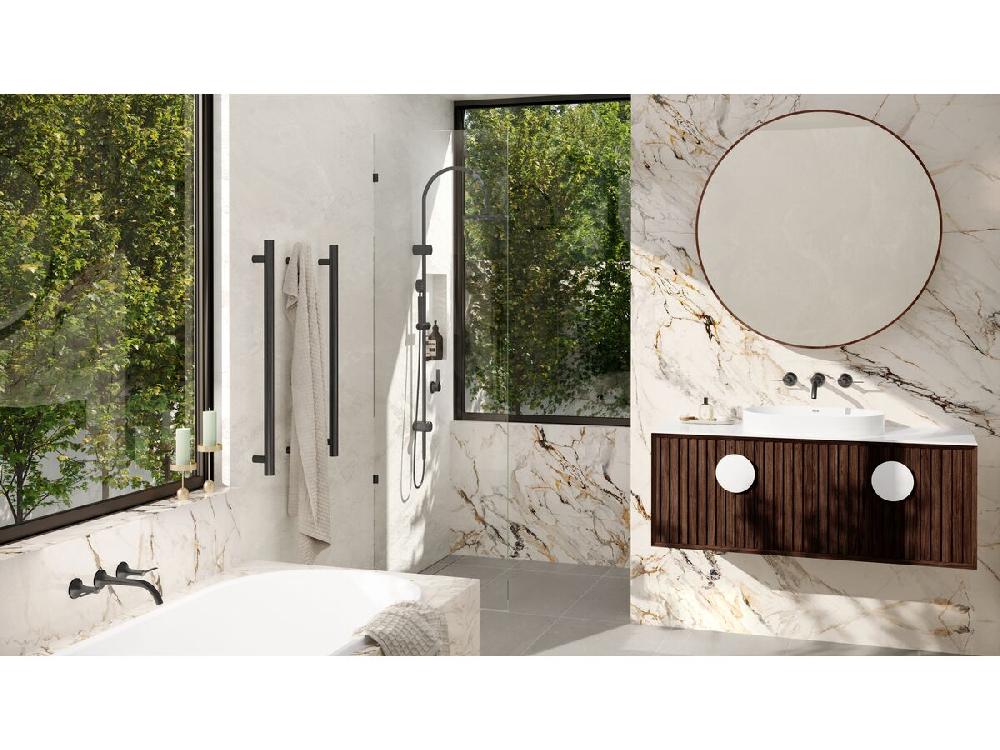 Reece Milli Mood Edit Vertical Single Heated Towel Rail 900 X 38mm PVD Brushed Gunmetal