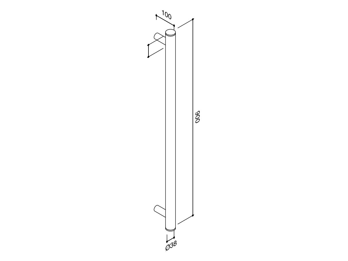 Reece Milli Mood Edit Vertical Single Heated Towel Rail 900 X 38mm Brushed Nickel