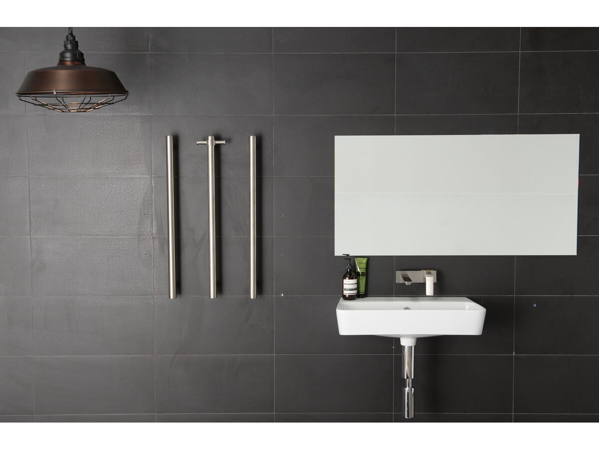 Reece Milli Mood Edit Vertical Triple Heated Towel Rail 900 X 38mm Brushed Nickel