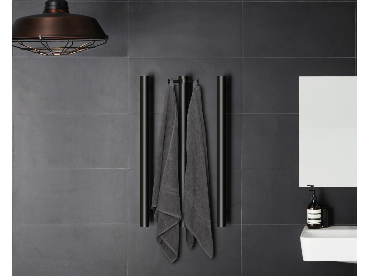 Reece Milli Mood Edit Vertical Triple Heated Towel Rail 900 X 38mm Matte Black