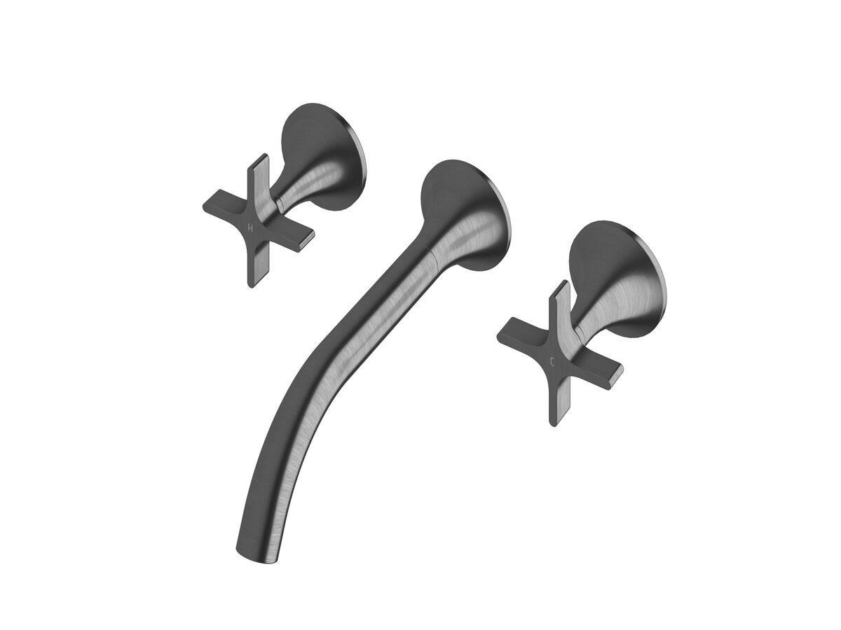 reece Milli Oria Cross Wall Basin Set 215 PVD Brushed Gunmetal (5 Star)