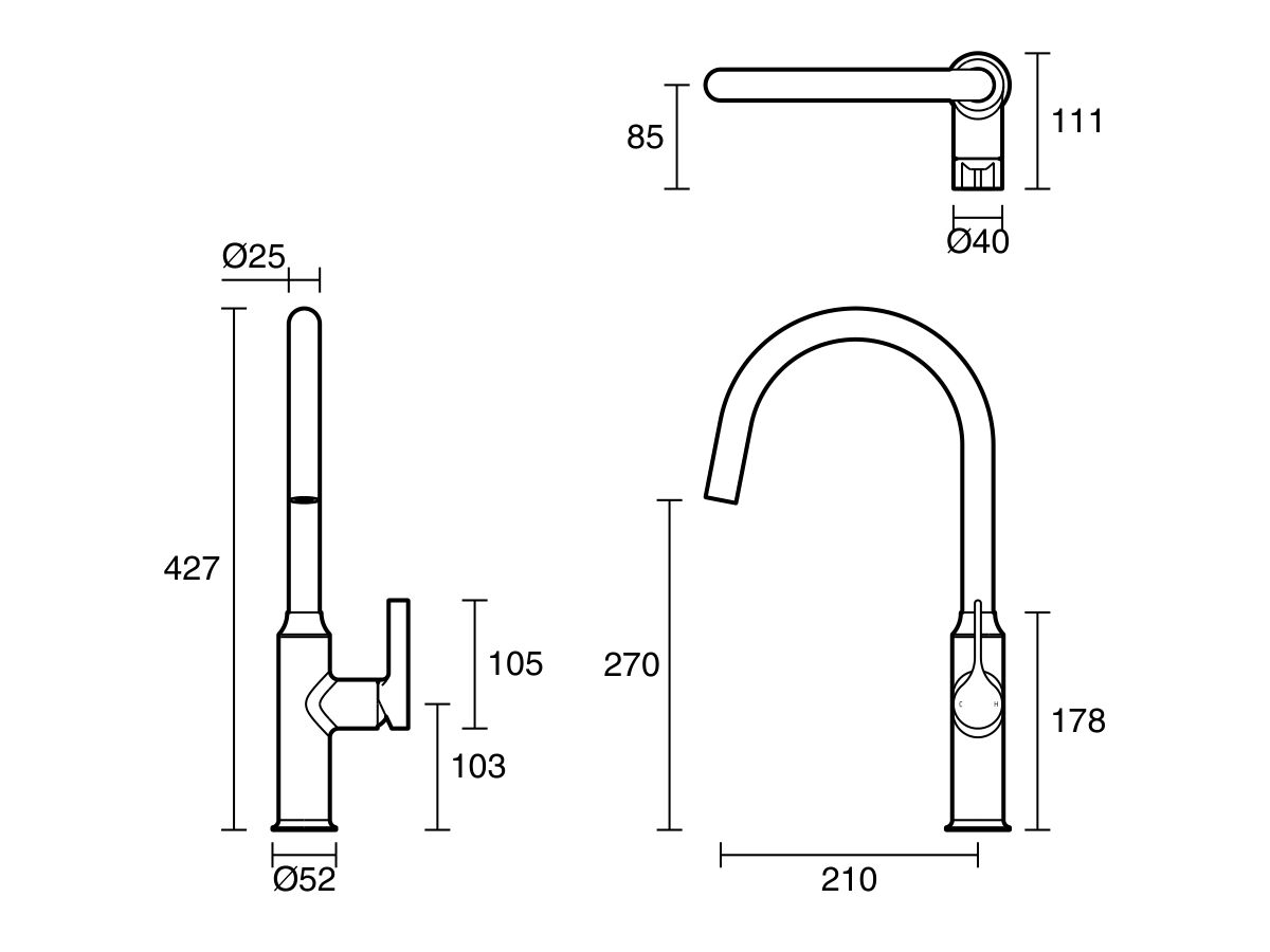 Reece Milli Oria Sink Mixer PVD Brushed Gold (5 Star) Lead Free