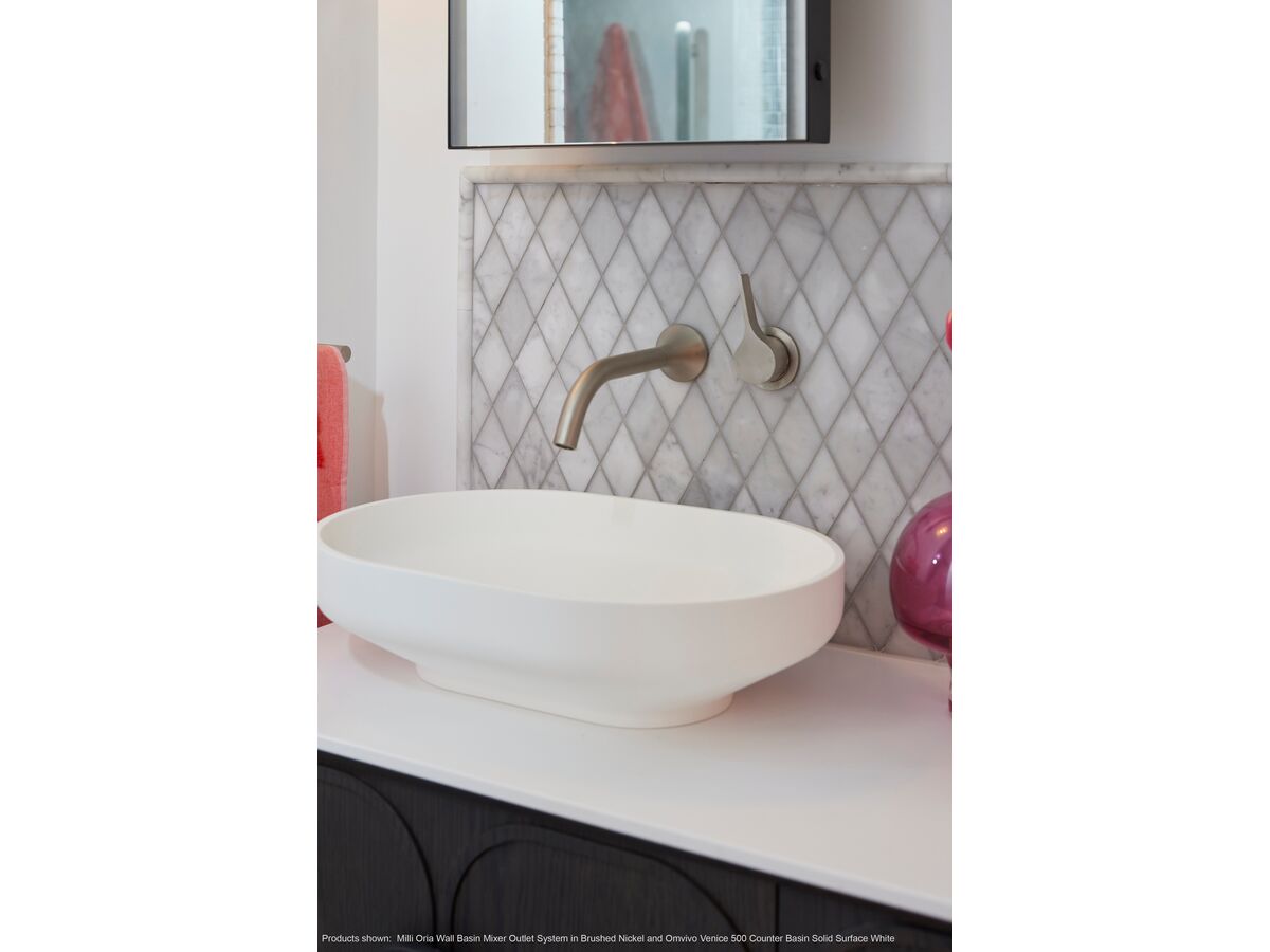 Reece Milli Oria Wall Basin Mixer Outlet System 165mm PVD Matte Black (5 Star)