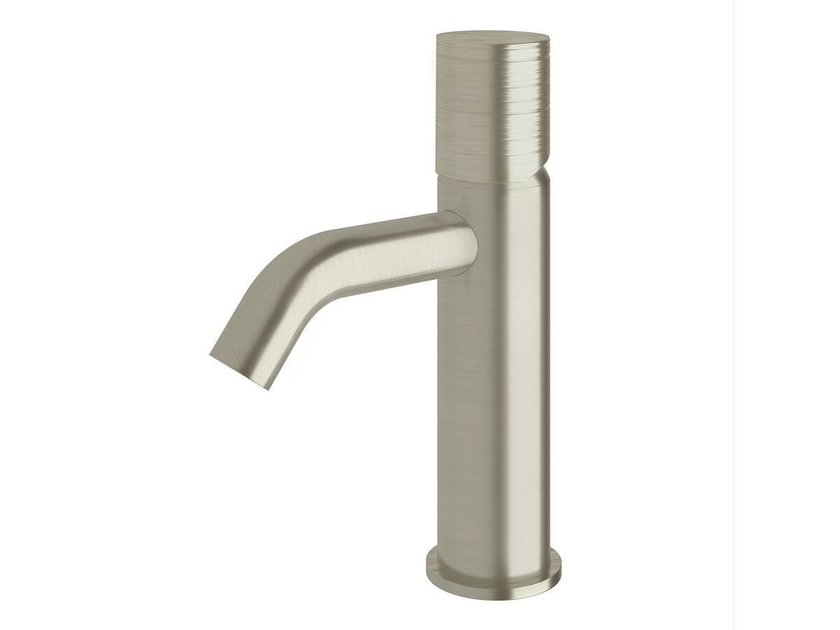 reece Milli Pure Basin Mixer Tap Curved Spout with Cirque Textured Handle PVD Brushed Nickel (5 Star)