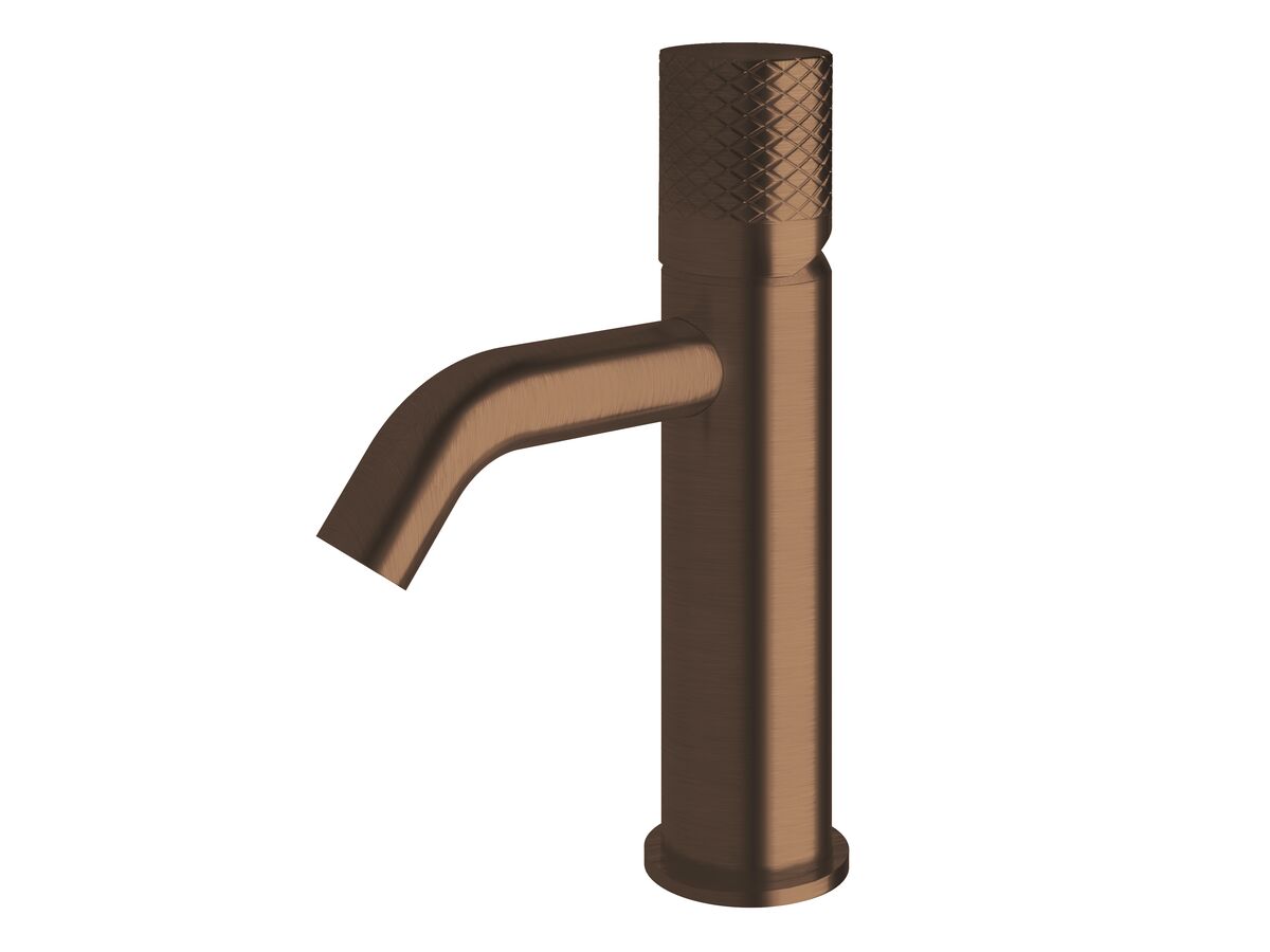 reece Milli Pure Basin Mixer Tap Curved Spout with Diamond Textured Handle PVD Brushed Bronze (5 Star)