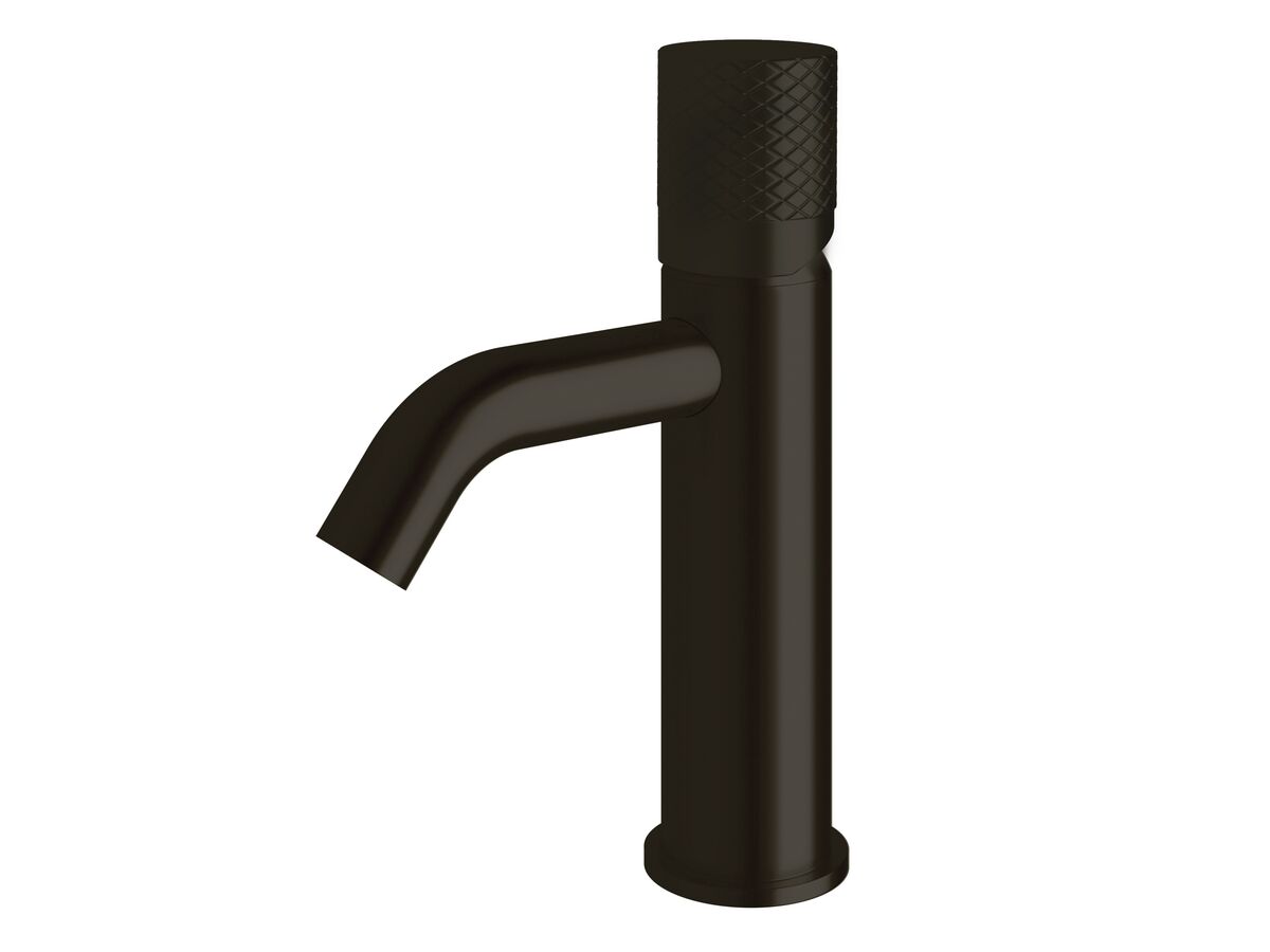 Reece Milli Pure Basin Mixer Tap Curved Spout With Diamond Textured Handle PVD Matte Black (5 Star)