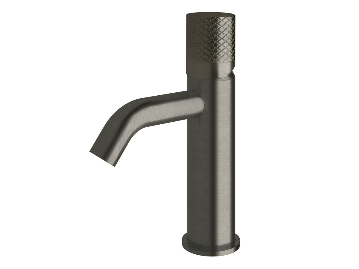 reece Milli Pure Basin Mixer Tap Curved Spout with Diamond Textured Handle PVD Brushed Gunmetal (5 Star)