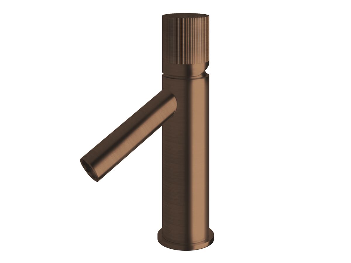 reece Milli Pure Basin Mixer Tap with Linear Textured Handle PVD Brushed Bronze (6 Star)