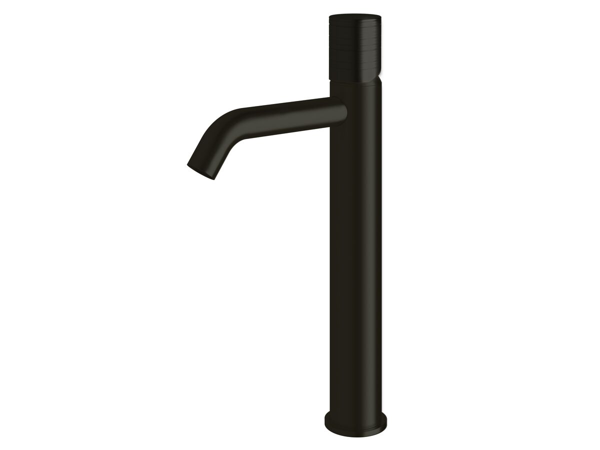 reece Milli Pure Extended Basin Mixer Tap Curved Spout with Cirque Textured Handle PVD Matte Black (5 Star)