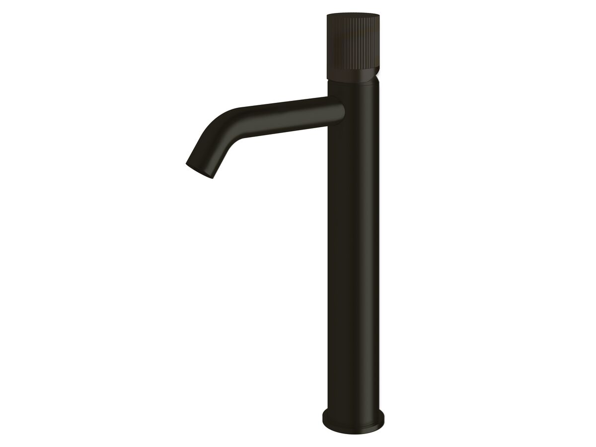 reece Milli Pure Extended Basin Mixer Tap Curved Spout with Linear Textured Handle PVD Matte Black (5 Star)